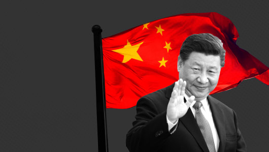 Xi after the People's Congress logo