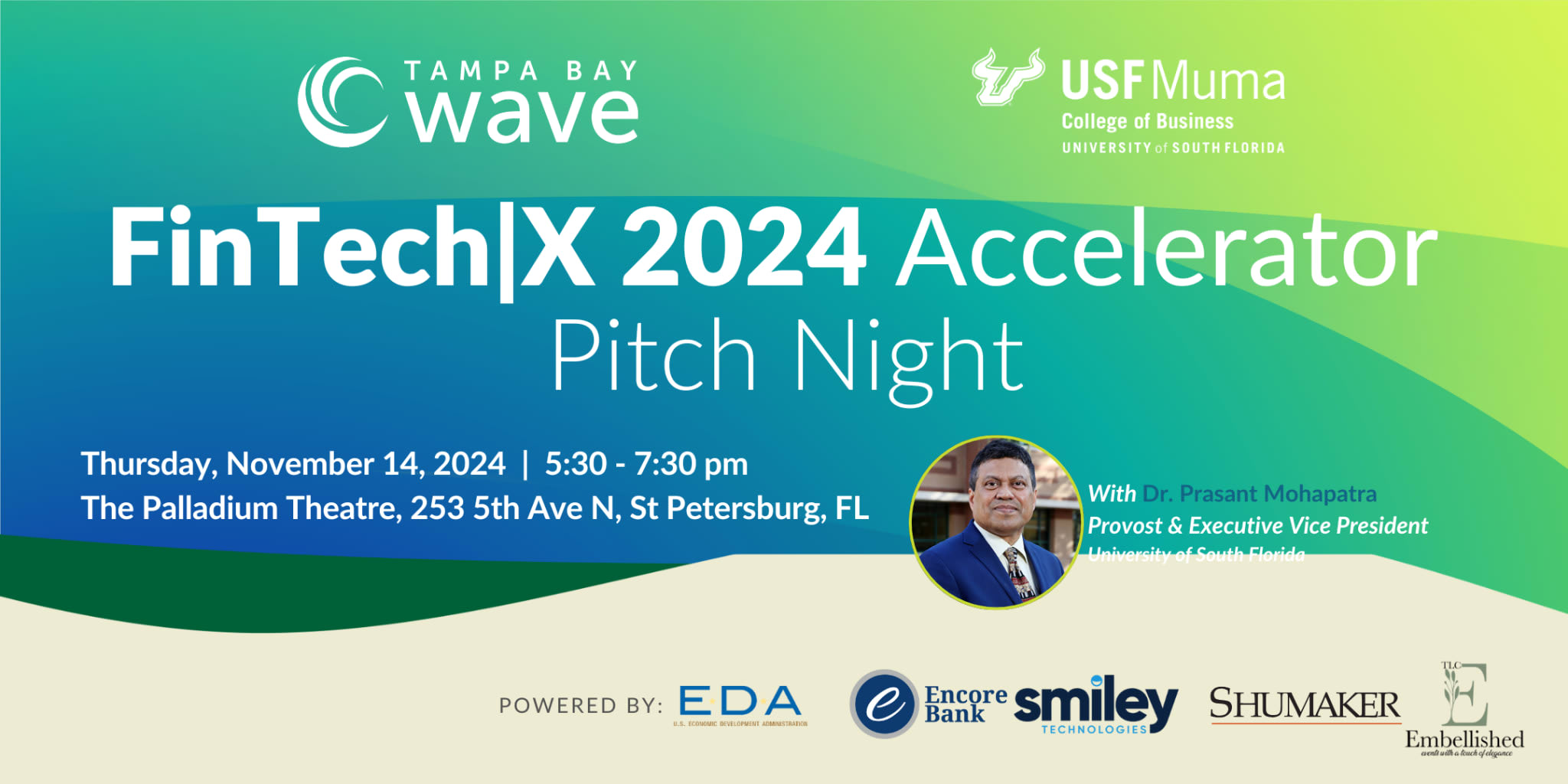Tampa Bay Wave Fintech|X Accelerator Pitch Night logo