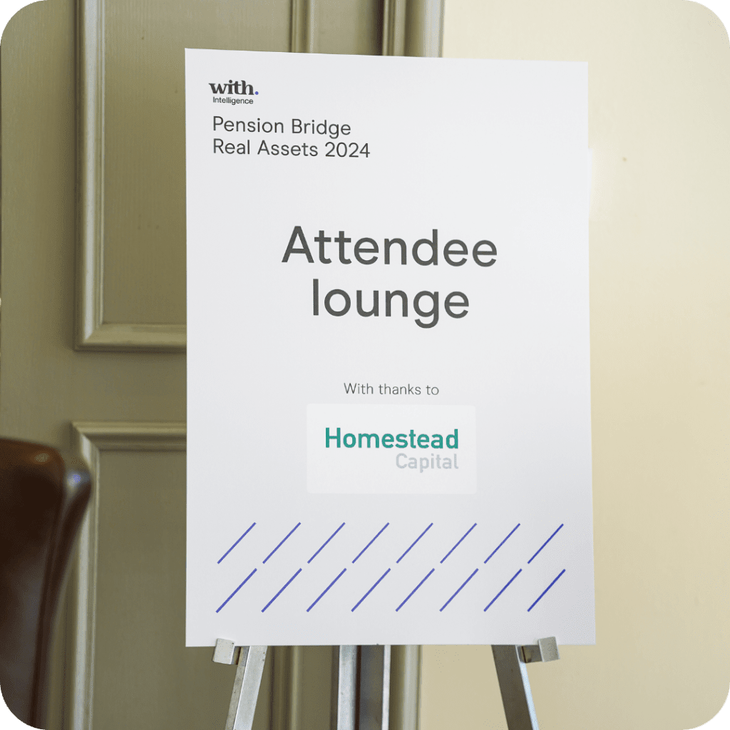 Pension Bridge Real Assets Sponsor logo on a display