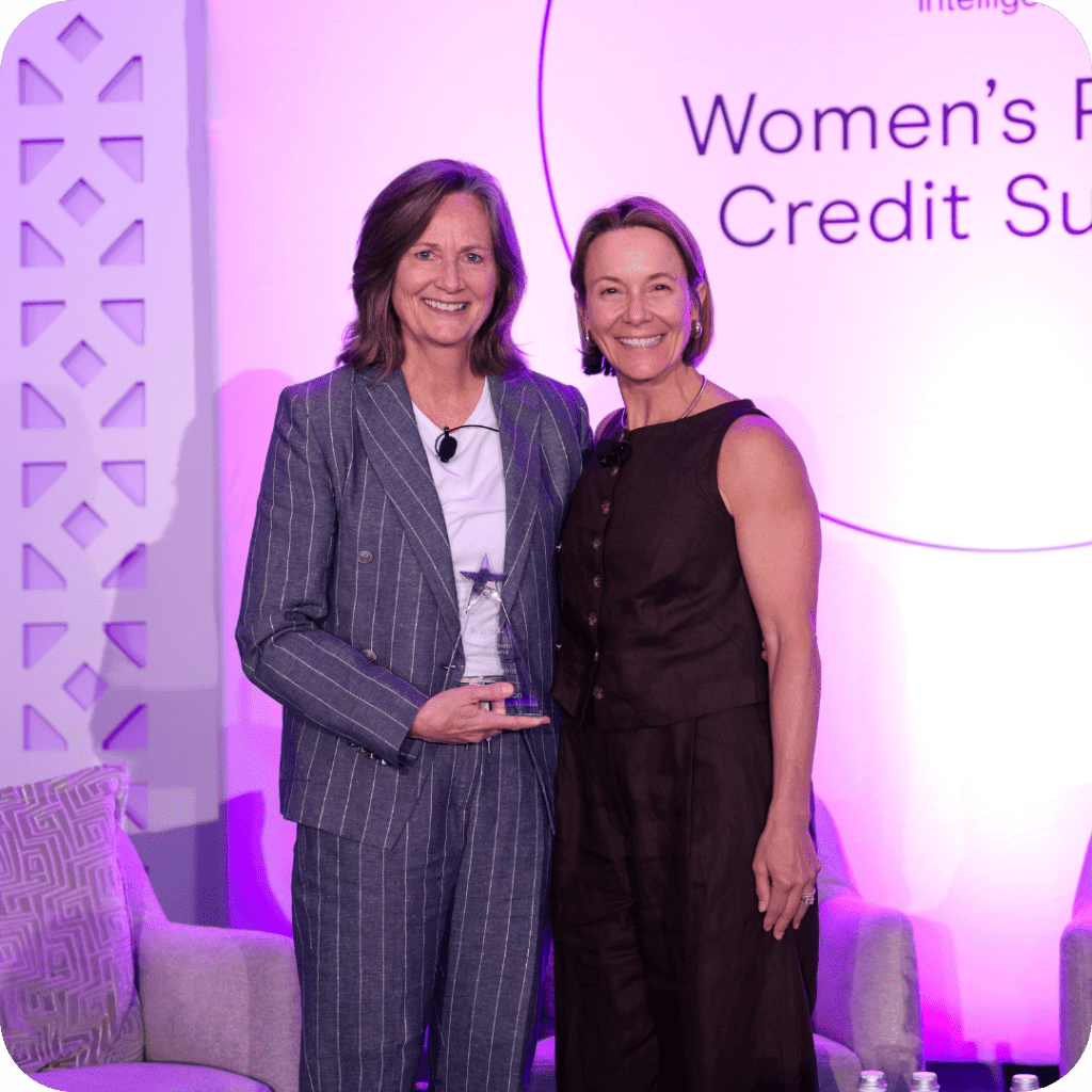 Marcia page winning Trailblazer award at Women’s Private Credit Summit