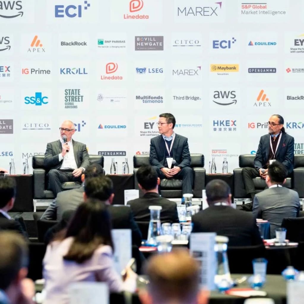 Sponsor logos background at the main stage of the With Intelligence Hedge Fund COO Summit | APAC