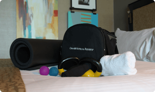 Take advantage of the fitness kit in your guestroom
