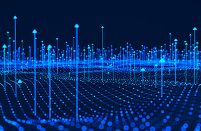 A graphic of a forest with a globe overlaid on it to represent sustainability